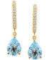 ფოტო #3 პროდუქტის EFFY® Aquamarine (1-7/8 ct.t.w.) & Diamond (1/10 ct. t.w.) Dangle Hoop Earrings in 14k Gold