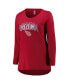 ფოტო #3 პროდუქტის Women's Cardinal Arizona Cardinals Plus Size Measure Distance Scoop Neck Long Sleeve T-shirt