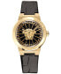 ფოტო #1 პროდუქტის Women's Swiss Medusa Infinite Black Leather Strap Watch 38mm