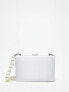 Фото #1 товара True Decadence structured box clutch bag in silver satin with pearl handle