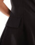 Kaiia tailored pocket detail cap sleeve mini dress in black