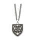 Antiqued Polished Cross Shield Pendant on a Curb Chain Necklace