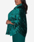 Plus Size Emerald Isle Women's Crushed Velvet Emerald Button Front Top