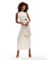 Фото #1 товара ASOS DESIGN belt trim detail ribbed midaxi dress in cream