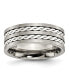 ფოტო #1 პროდუქტის Titanium Brushed Sterling Silver Braided Inlay Band Ring