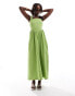 Фото #1 товара ASOS DESIGN 90s square neck bengaline midi dress with full skirt in lime