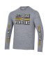 Men's Heather Gray Distressed Pittsburgh Penguins Tri-Blend Dual-Stripe Long Sleeve T-shirt M - фото #3