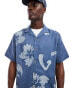 ASOS DESIGN relaxed revere shirt with hawaiian floral embroidery BLAU, M - Chest 40 - фото #2