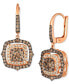 ფოტო #1 პროდუქტის Chocolate Diamond & Nude Diamond Halo Cluster Leverback Drop Earrings (1-1/2 ct. t.w.) in 14k Rose Gold