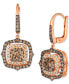 Фото #1 товара Chocolate Diamond & Nude Diamond Halo Cluster Leverback Drop Earrings (1-1/2 ct. t.w.) in 14k Rose Gold