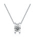 Sterling Silver White Gold Plated with 1ct Lab Created Moissanite Round Solitaire Slide Pendant Necklace