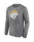 Фото #2 товара Men's Heather Charcoal Distressed Los Angeles Chargers Washed Primary Long Sleeve T-shirt