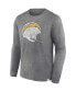 ფოტო #2 პროდუქტის Men's Heather Charcoal Distressed Los Angeles Chargers Washed Primary Long Sleeve T-shirt