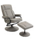 Swivel Recliner, Manual PU Leather Armchair with Ottoman Footrest for Living Room, Office, Bedroom, Grey