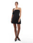 Mango pleated skirt cami mini dress in black