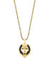 ფოტო #3 პროდუქტის EFFY® Men's Black Spinel Lion Head 22" Pendant Necklace (1/10 ct. t.w.) in 14k Gold-Plated Sterling Silver