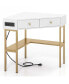 Corner Desk with Built-in Charging Station Storage Drawers & Open Shelves Office