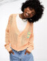 AAPE By A Bathing Ape crop knitted cardigan in orange Оранжевый, XXS - 38 - фото #1