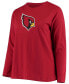ფოტო #3 პროდუქტის Women's Plus Size Cardinal Arizona Cardinals Primary Logo Long Sleeve T-shirt