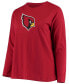 Women's Plus Size Cardinal Arizona Cardinals Primary Logo Long Sleeve T-shirt Бордовый, 1X - фото #3