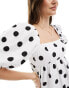 Фото #2 товара Stradivarius puff sleeve mini dress in spot print