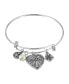 ფოტო #1 პროდუქტის Pewter MOM Heart Flower Imitation Pearl Charm Bracelet