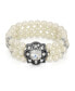 ფოტო #1 პროდუქტის Silver-ToneTone 3-Row Imitation Pearl and Crystal Strectch Bracelet