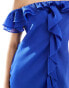 Фото #4 товара ASOS DESIGN frill bardot bias cut minidress in cobalt blue