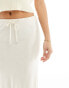 Stradivarius Petite linen look maxi slip skirt in natural