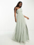 Фото #7 товара Anaya Bridesmaid tulle one shoulder maxi dress in sage green