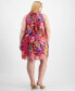 ფოტო #2 პროდუქტის Plus Size Tropical-Print Mock Neck Swing Dress