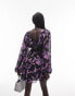 Topshop cross back tea dress in purple floral