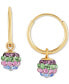 ფოტო #4 პროდუქტის Children's 2-Pc Set Multicolor Crystal Reversible Stud & Dangle Hoop Earrings in 14k Gold-Plated Sterling Silver