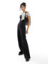 Фото #1 товара ASOS DESIGN ribbed racer black jumpsuit with wide leg