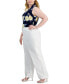 Фото #3 товара Plus Size High Rise Fly-Front Wide-Leg Pants
