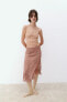 METALLIC THREAD TEXTURE SKIRT WITH SLITS