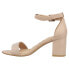 CL by Laundry Jolly Rhinestone Block Heels Ankle Strap Womens Beige Dress Sanda