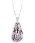 ფოტო #2 პროდუქტის Black & White Mother of Pearl Flower 18" Pendant Necklace in Sterling Silver