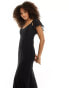 Фото #4 товара ASOS DESIGN flutter sleeve scoop neck bias panelled maxi dress in black