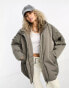 Weekday Honey oversized cocoon coat in khaki green