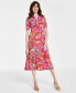 Фото #1 товара Petite Paisley-Print Quarter-Zip Midi Dress