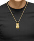 ფოტო #2 პროდუქტის EFFY® Men's Black Spinel Lion Dog Tag 22" Pendant Necklace in 14k Gold-Plated Sterling Silver & Black Rhodium