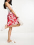 Фото #4 товара JDY frill detail mini skirt in red and pink floral