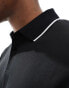 Selected Homme Leroy polo shirt with tipped collar in black