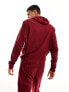 Tommy Hilfiger ribbed logo hoodie in burgundy