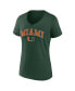 ფოტო #2 პროდუქტის Women's Green Miami Hurricanes Evergreen Campus V-Neck T-shirt