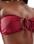 Фото #3 товара Miss Selfridge cut out bandeau halterneck bikini top in wine