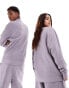 ASOS DESIGN unisex co-ord oversized sweatshirt in washed lilac Lavendelgrau, S - Chest 38 - фото #4