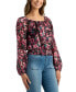 Juniors' Smocked-Hem Floral-Print Top