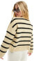 ASOS DESIGN boxy knitted button front crew neck cardigan in stripe